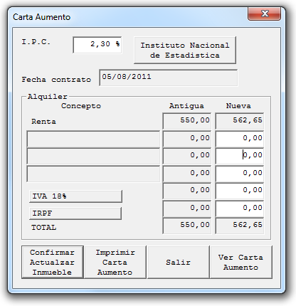 Carta Aumento de renta